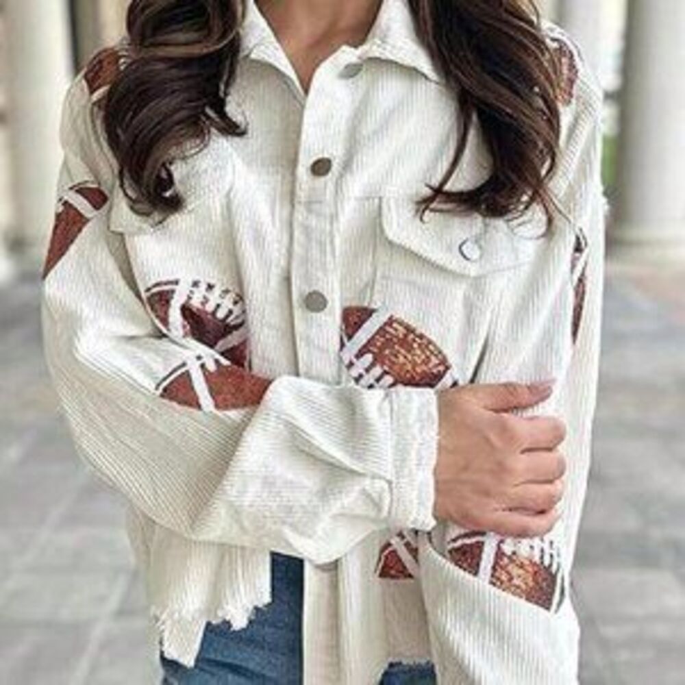 White Casual Women's Cropped Corduroy Raw Hem Jacket - Picture 3 of 3